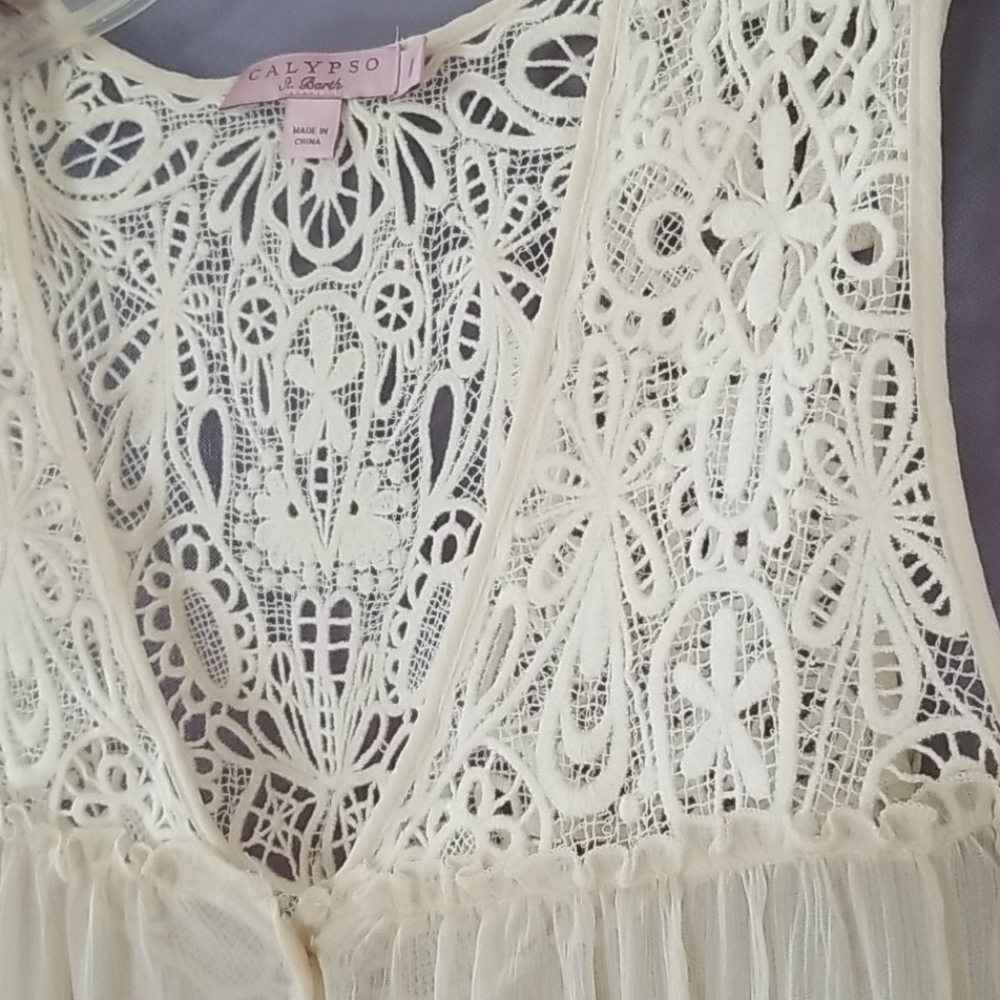 💐Calypso Sheer Silk Ivory Top - M